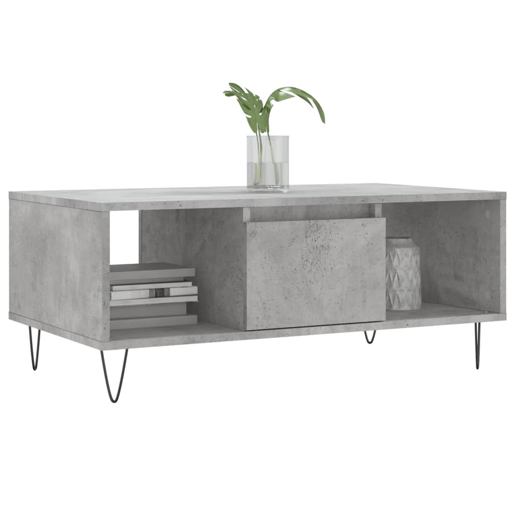 betonszürke szerelt fa dohányzóasztal 90x50x36,5 cm