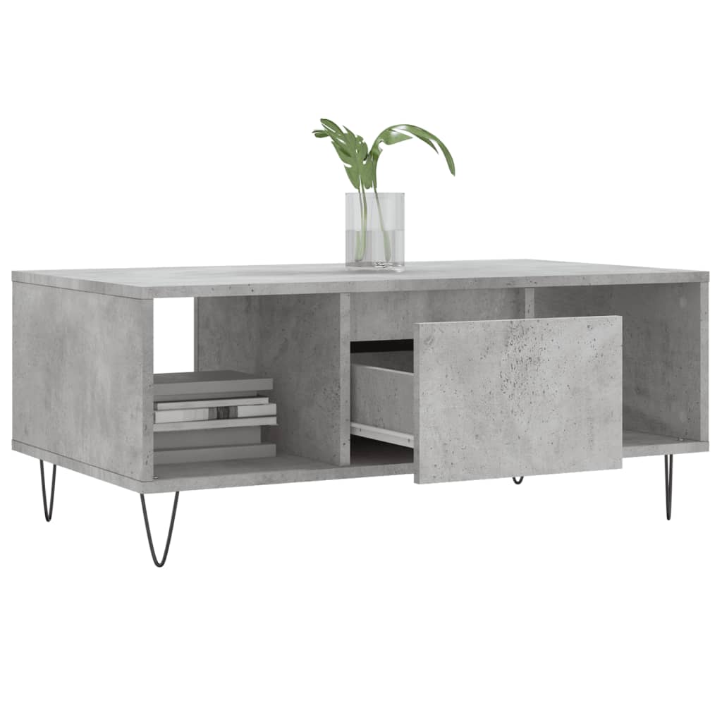 betonszürke szerelt fa dohányzóasztal 90x50x36,5 cm
