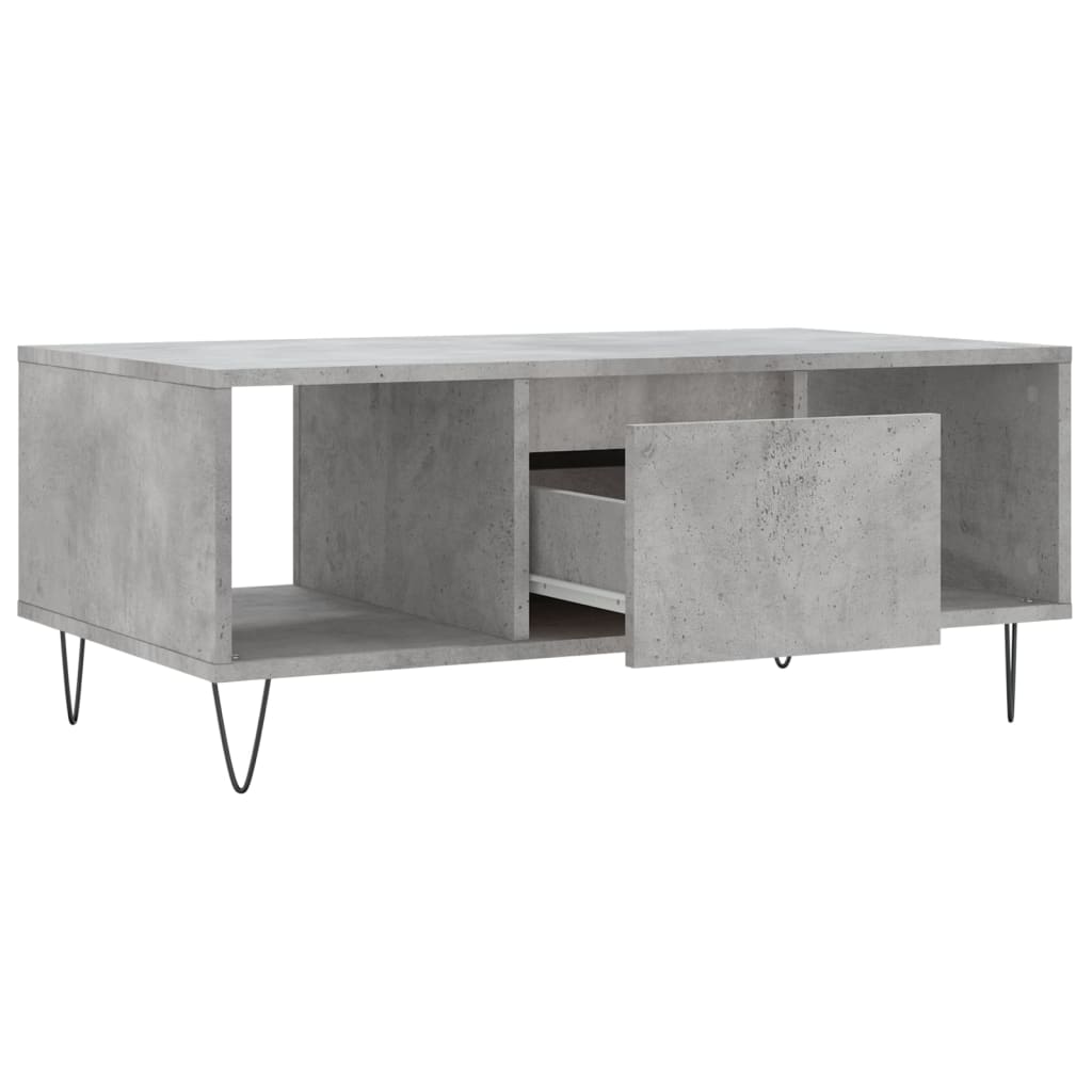 betonszürke szerelt fa dohányzóasztal 90x50x36,5 cm