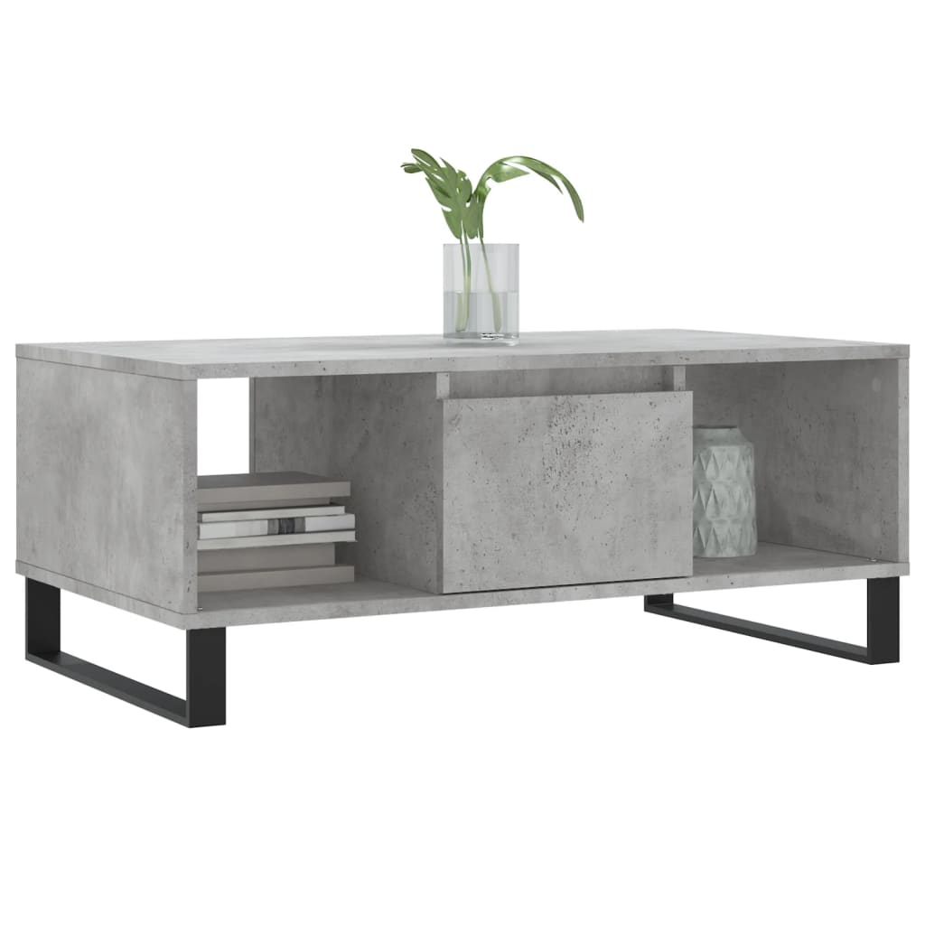 betonszürke szerelt fa dohányzóasztal 90x50x36,5 cm