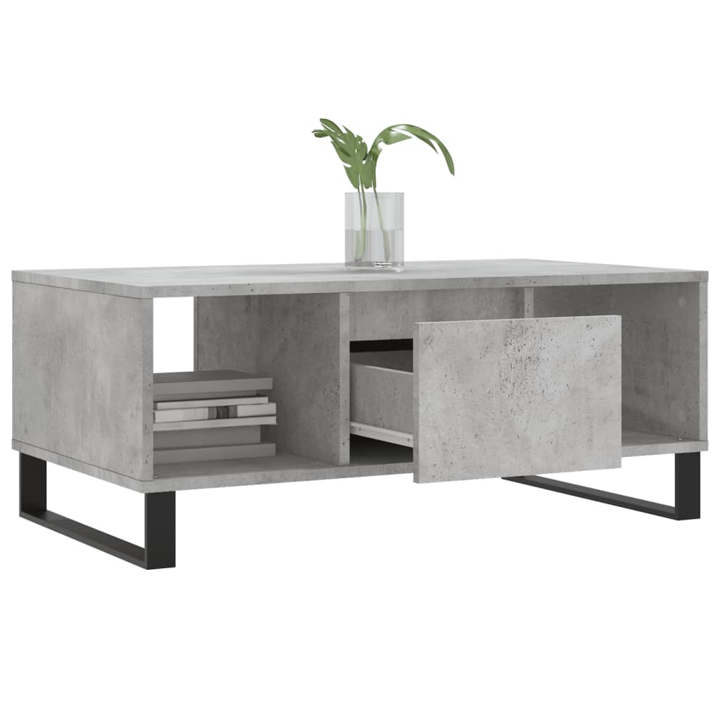 betonszürke szerelt fa dohányzóasztal 90x50x36,5 cm