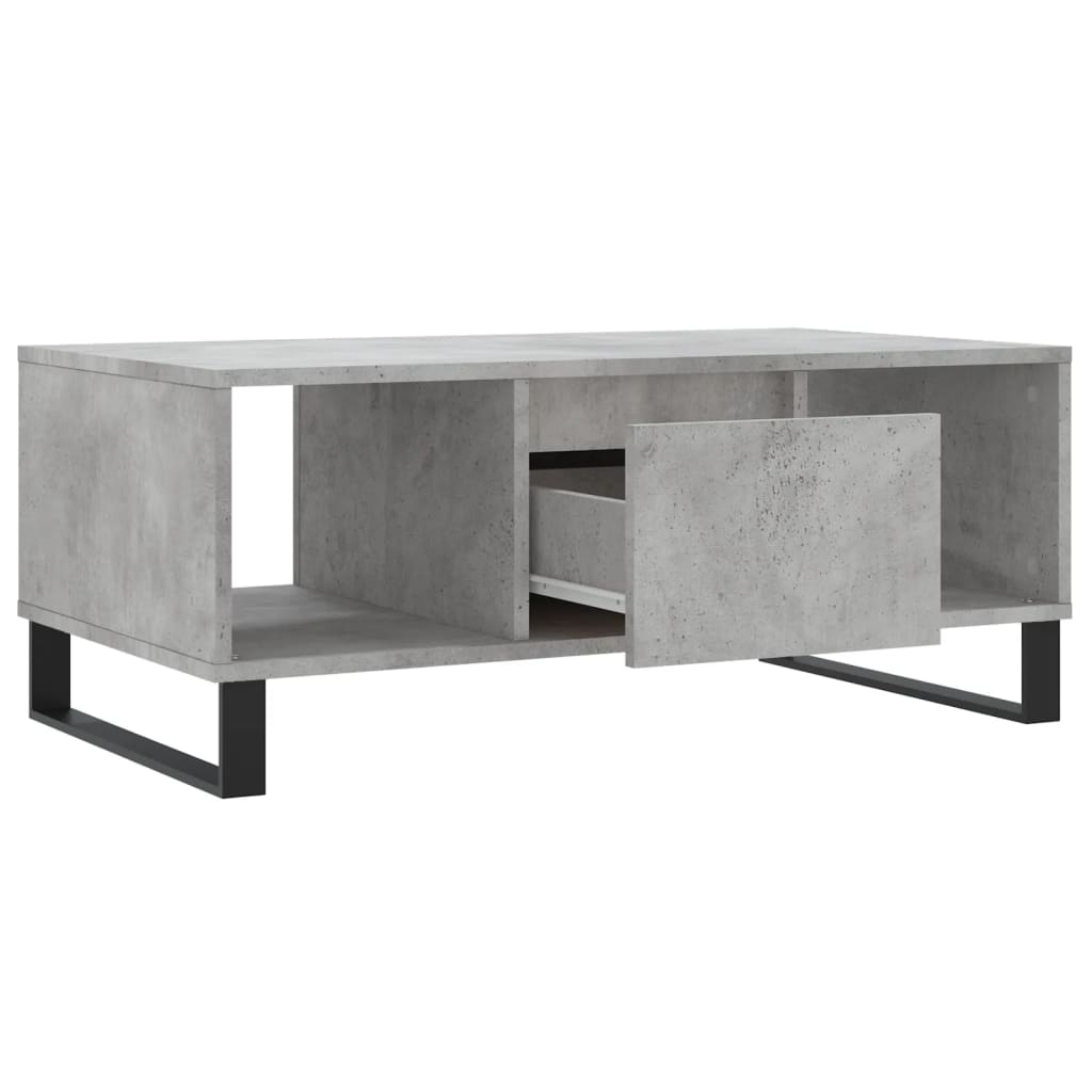 betonszürke szerelt fa dohányzóasztal 90x50x36,5 cm