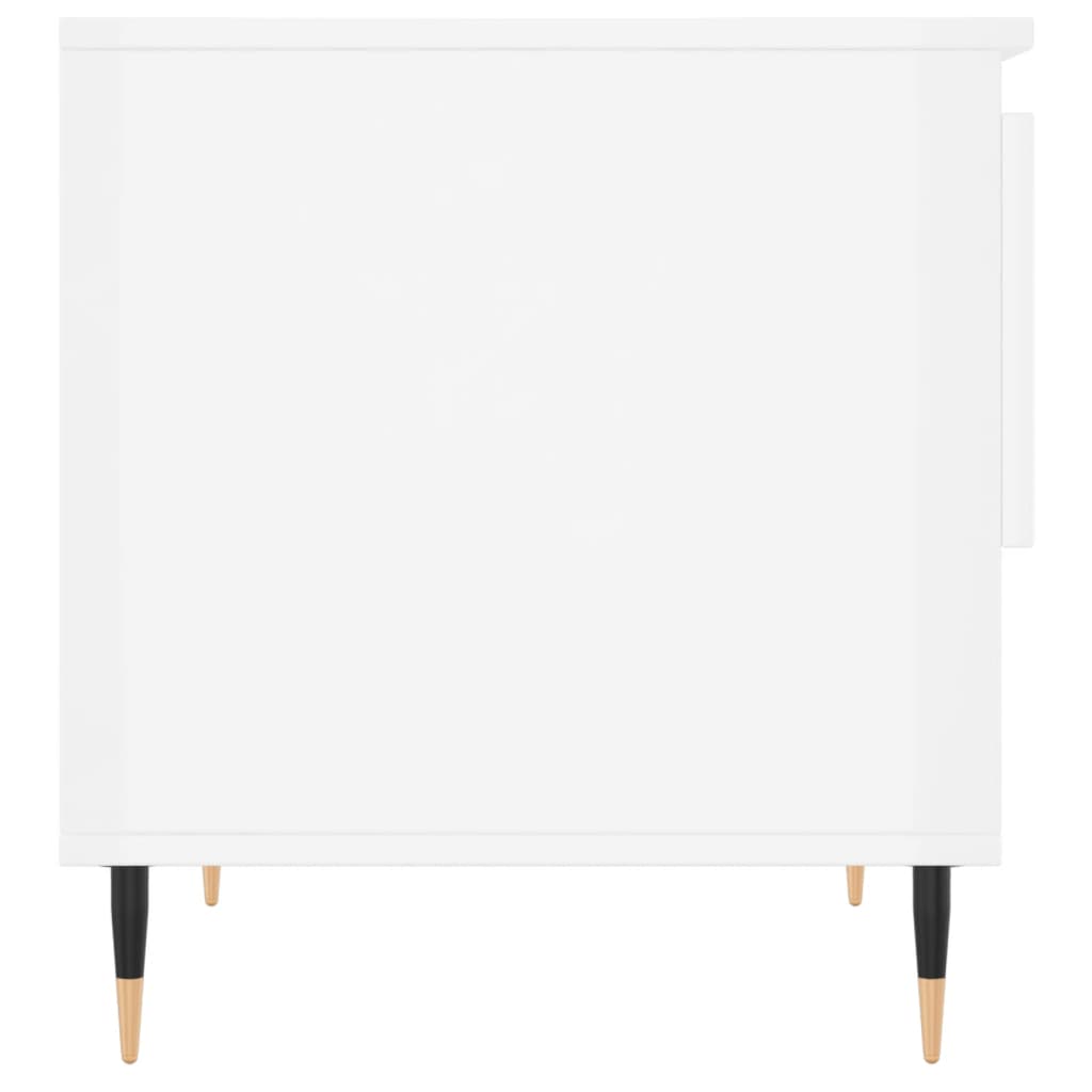 2 db magasfényű fehér szerelt fa dohányzóasztal 50 x 46 x 50 cm