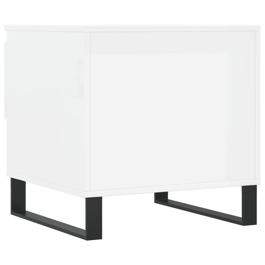 2 db magasfényű fehér szerelt fa dohányzóasztal 50 x 46 x 50 cm