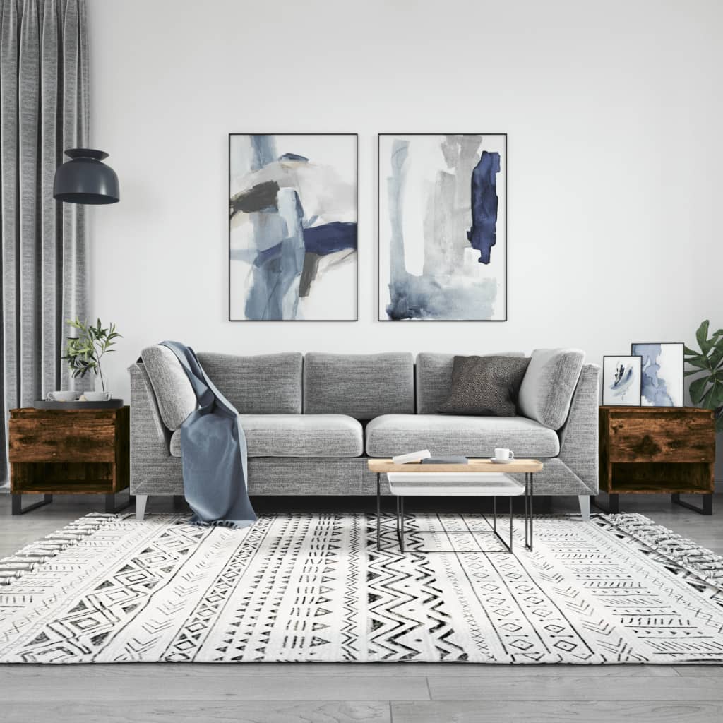 2 db füstös tölgy szerelt fa dohányzóasztal 50 x 46 x 50 cm
