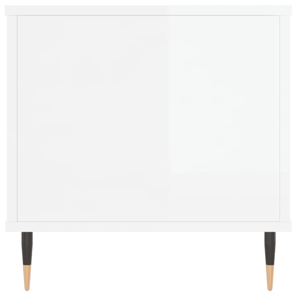 magasfényű fehér szerelt fa dohányzóasztal 90x44,5x45 cm