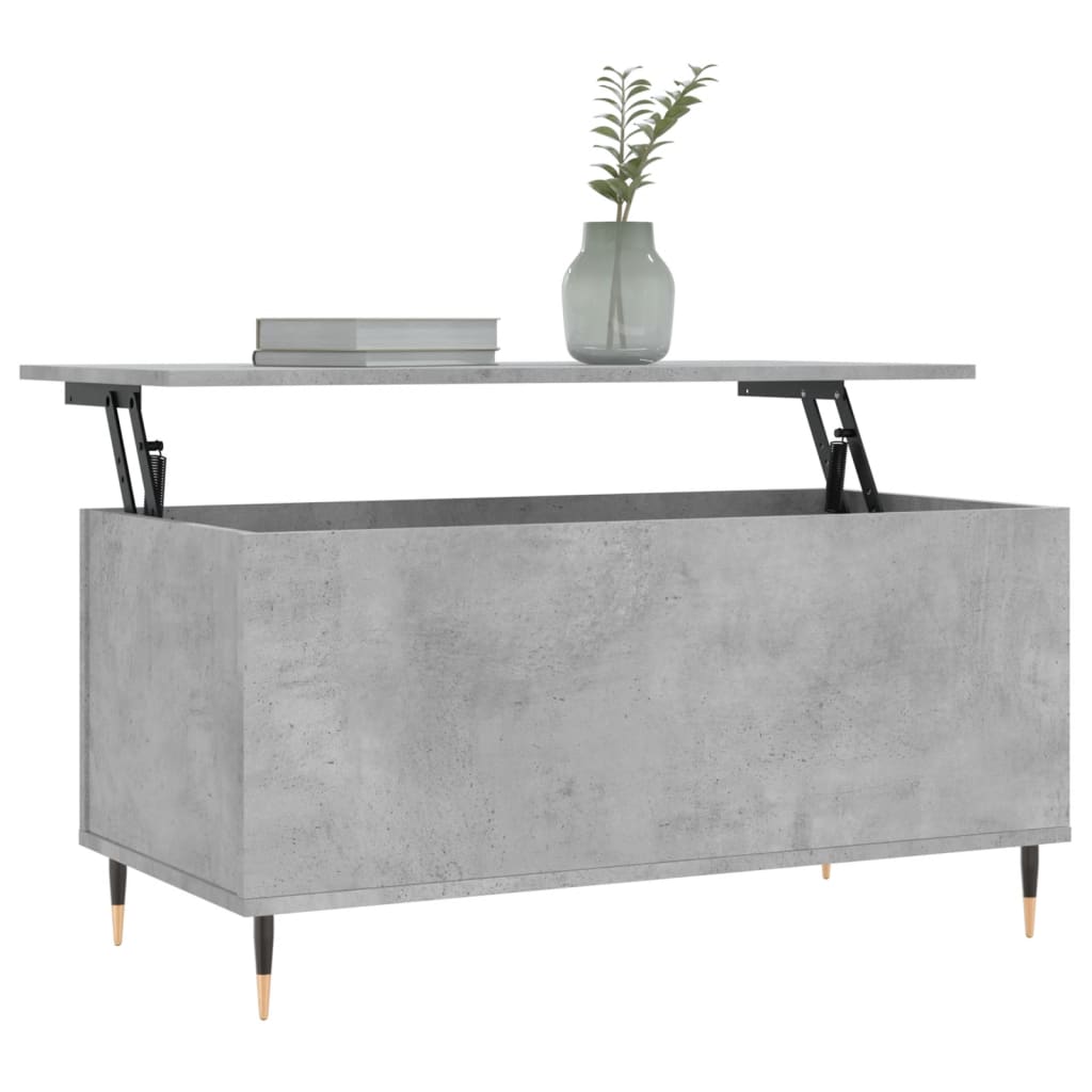 betonszürke szerelt fa dohányzóasztal 90x44,5x45 cm