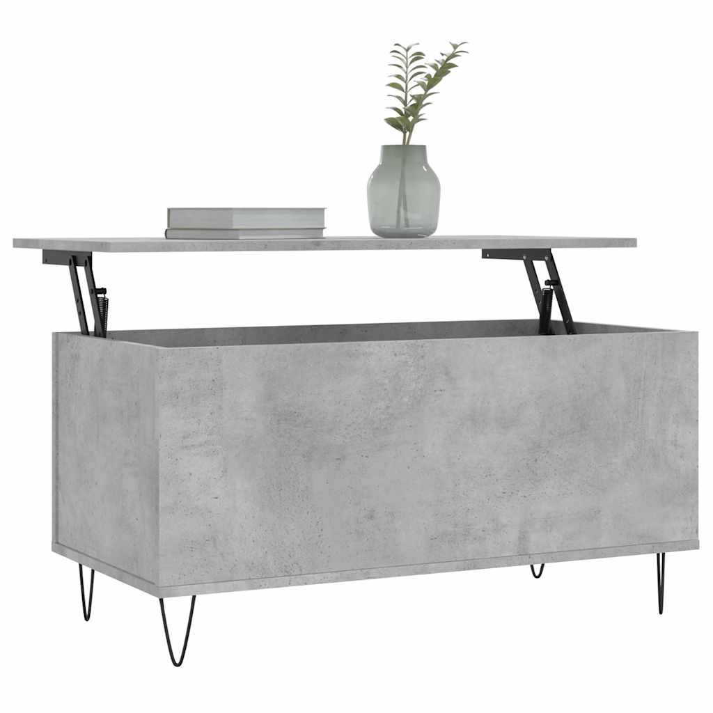 betonszürke szerelt fa dohányzóasztal 90x44,5x45 cm