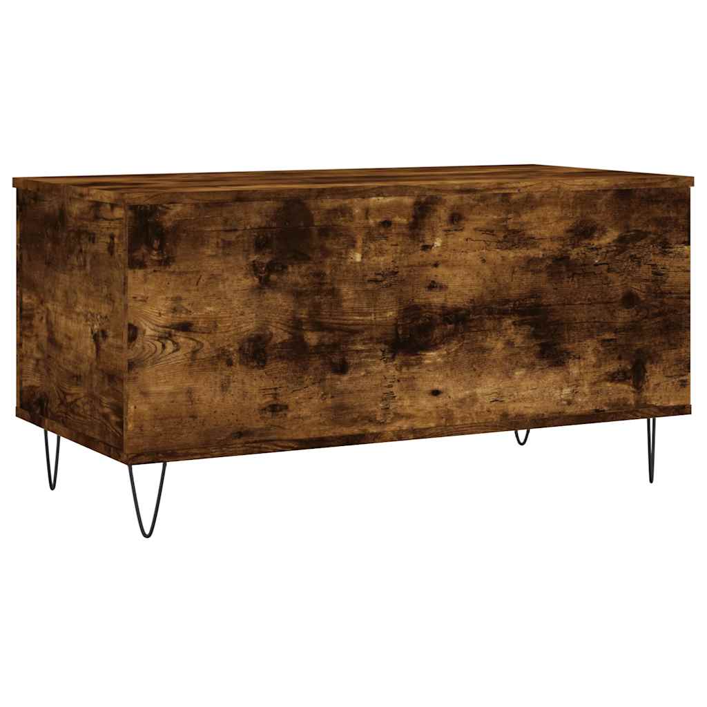füstös tölgy színű szerelt fa dohányzóasztal 90 x 44,5 x 45 cm