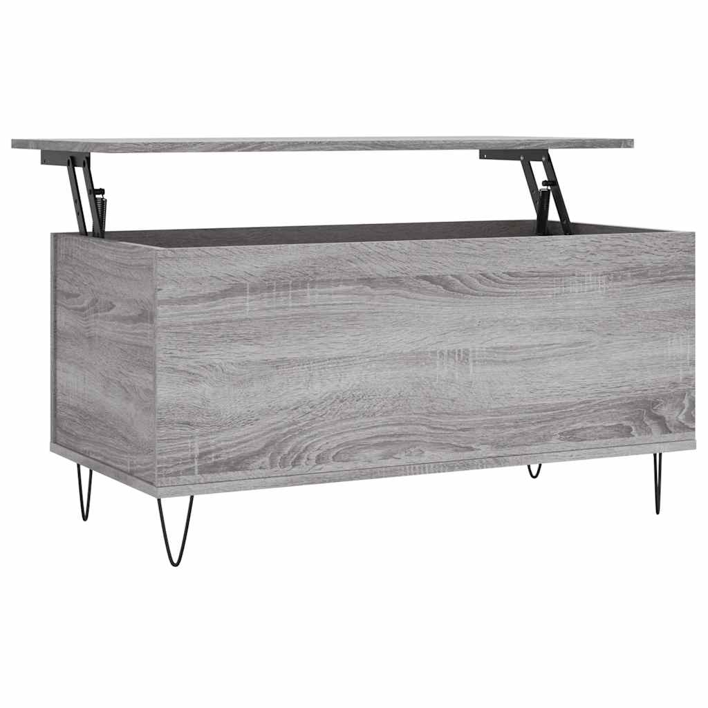 szürke sonoma színű szerelt fa dohányzóasztal 90x44,5x45 cm