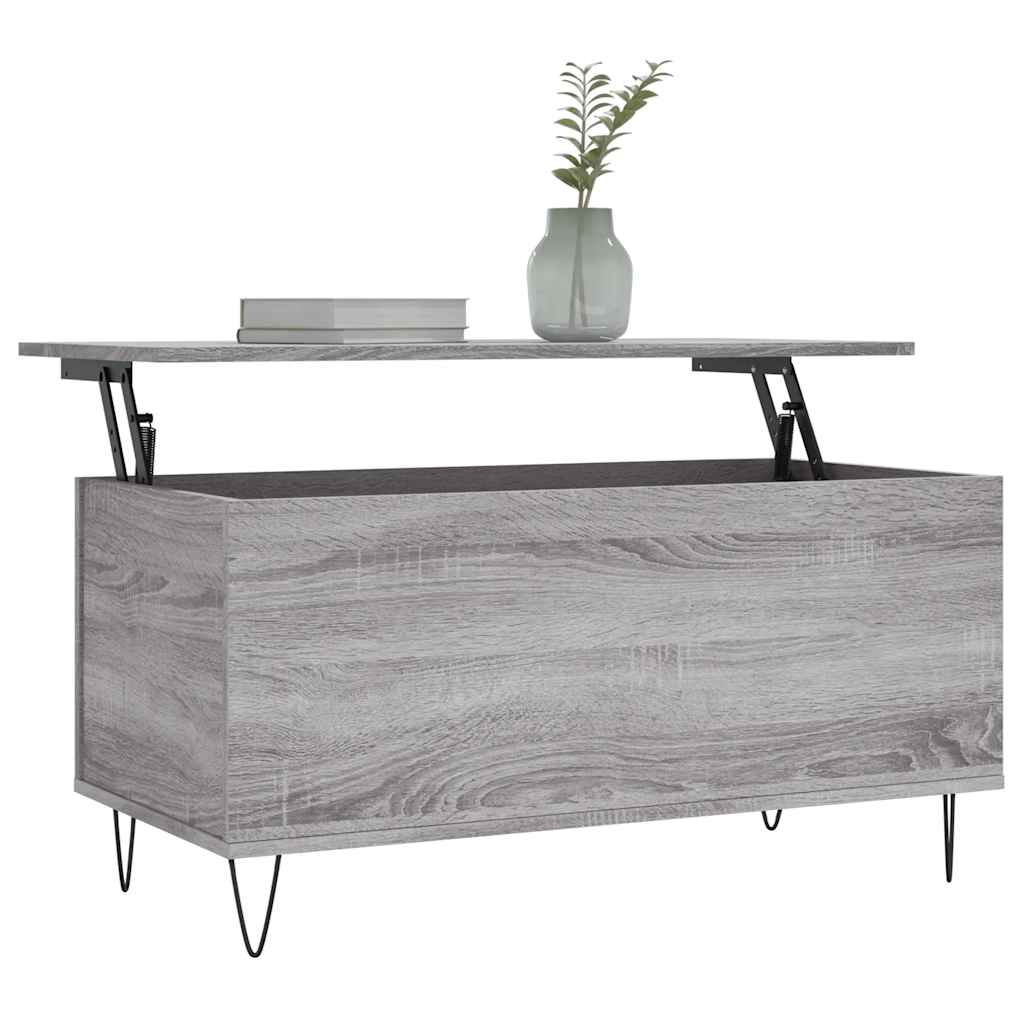 szürke sonoma színű szerelt fa dohányzóasztal 90x44,5x45 cm