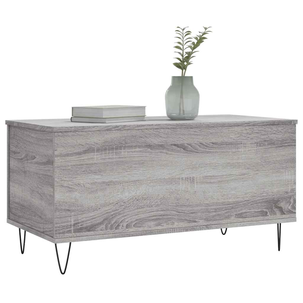 szürke sonoma színű szerelt fa dohányzóasztal 90x44,5x45 cm