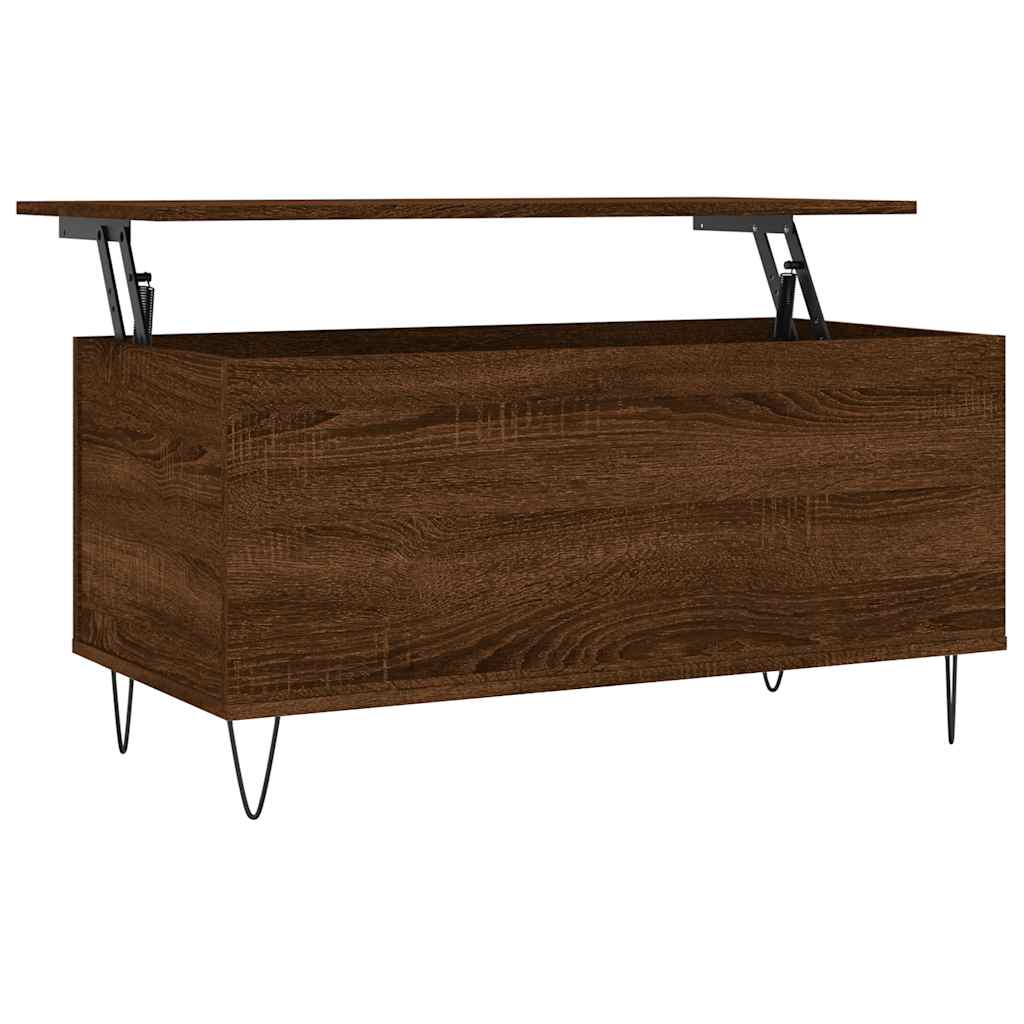 barna tölgyszínű szerelt fa dohányzóasztal 90x44,5x45 cm