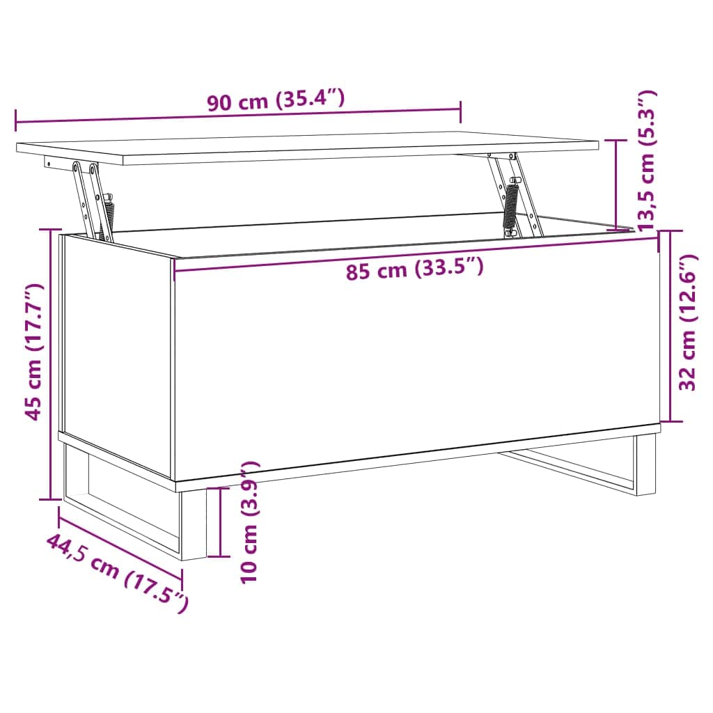 sonoma tölgy színű szerelt fa dohányzóasztal 90x44,5x45 cm