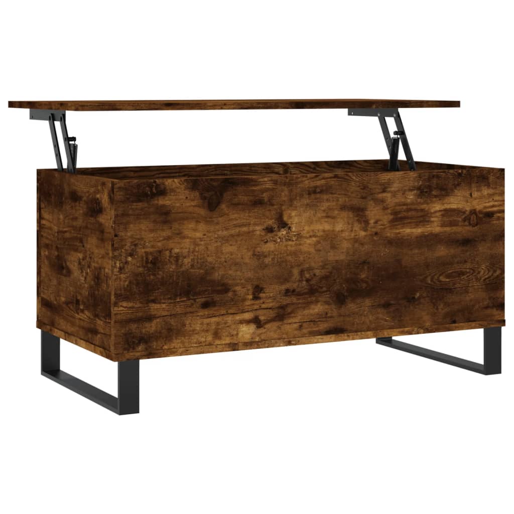 füstös tölgy színű szerelt fa dohányzóasztal 90 x 44,5 x 45 cm