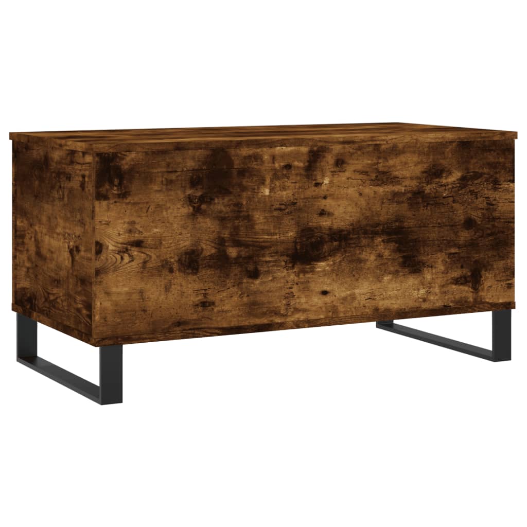 füstös tölgy színű szerelt fa dohányzóasztal 90 x 44,5 x 45 cm