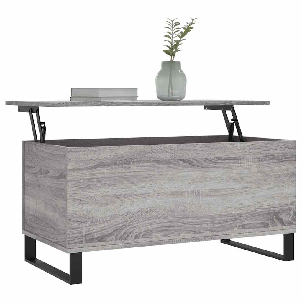 szürke sonoma színű szerelt fa dohányzóasztal 90x44,5x45 cm