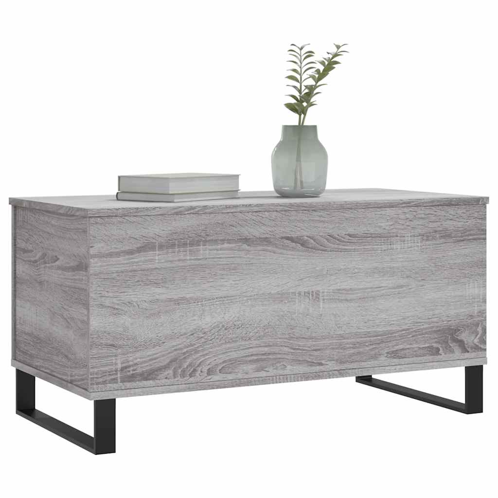 szürke sonoma színű szerelt fa dohányzóasztal 90x44,5x45 cm