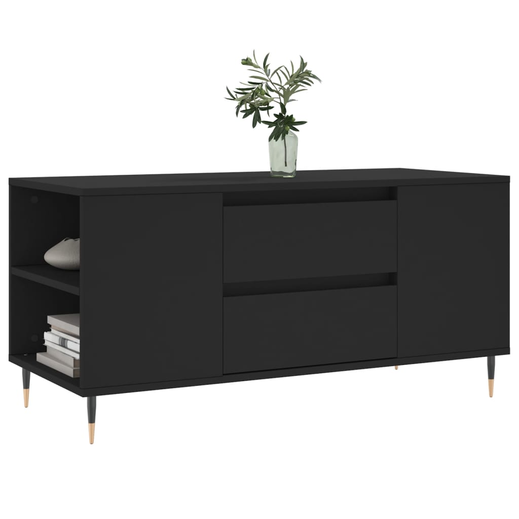 fekete szerelt fa dohányzóasztal 102x44,5x50 cm