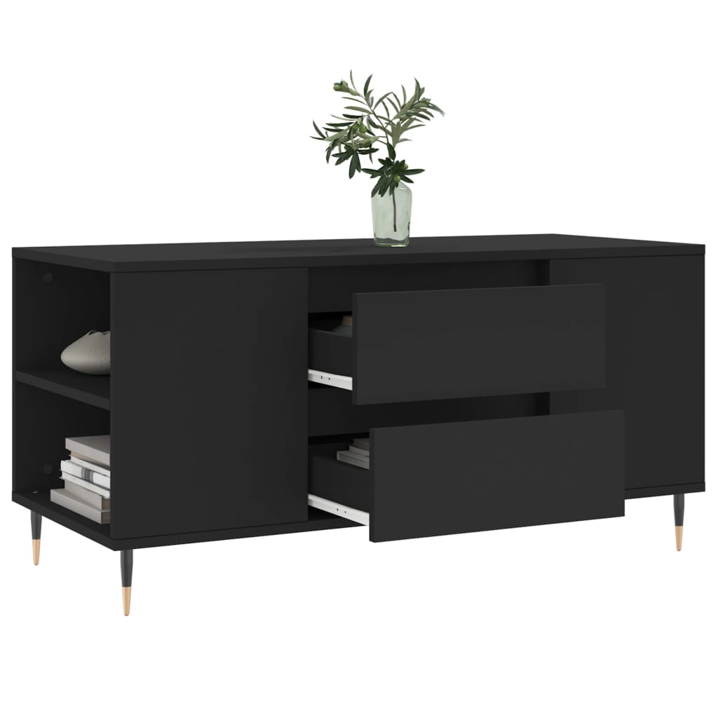 fekete szerelt fa dohányzóasztal 102x44,5x50 cm