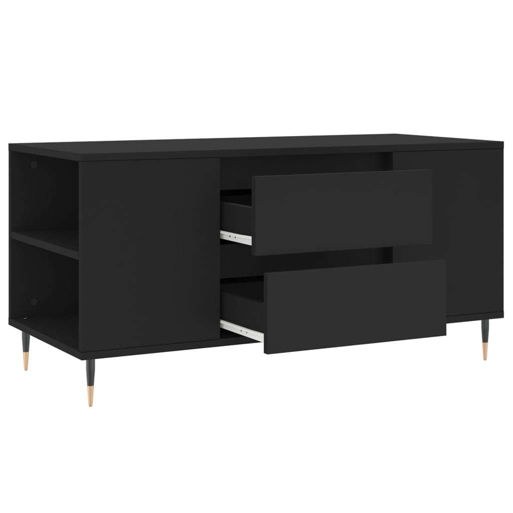 fekete szerelt fa dohányzóasztal 102x44,5x50 cm