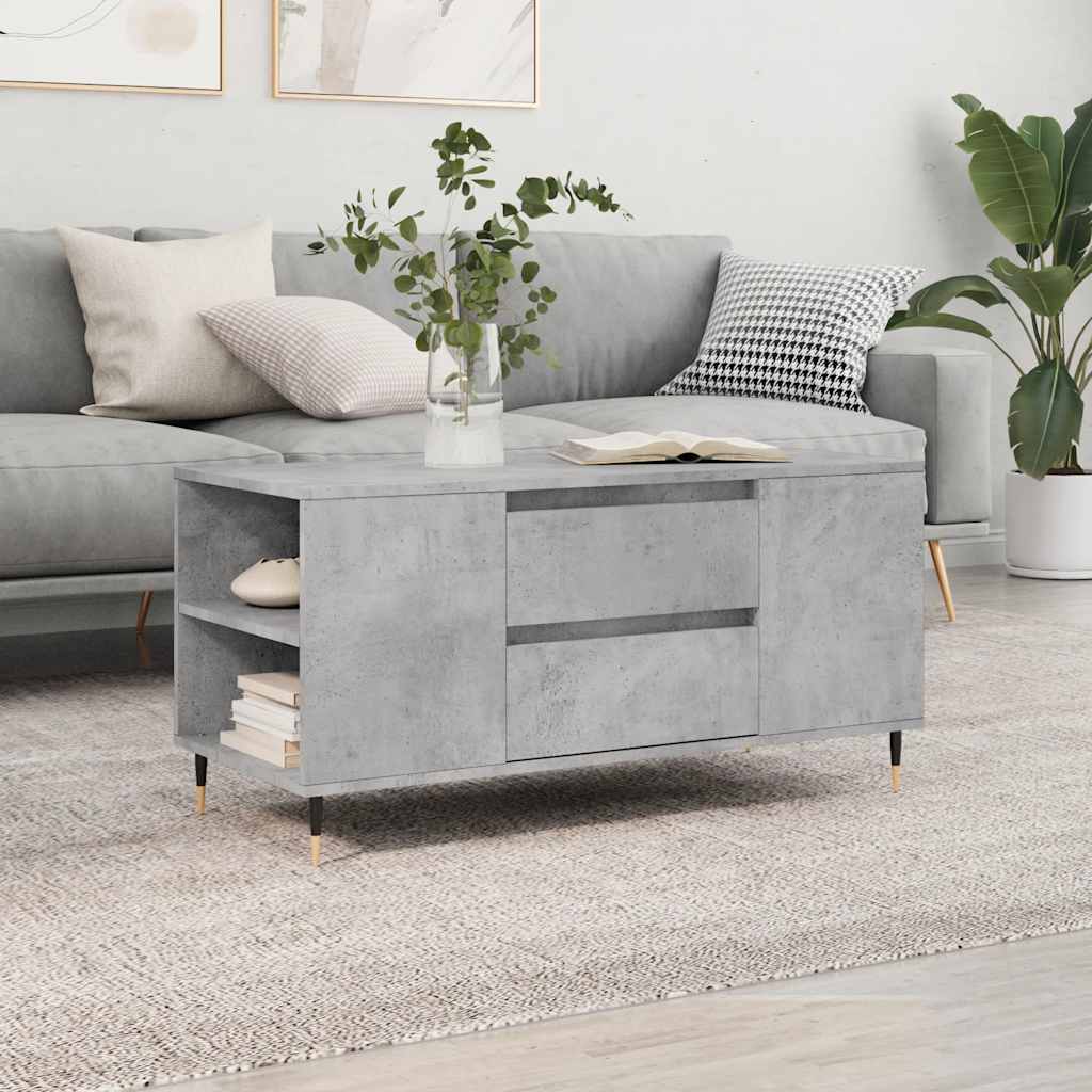 betonszürke szerelt fa dohányzóasztal 102x44,5x50 cm