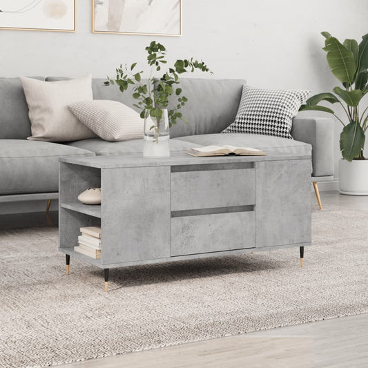 betonszürke szerelt fa dohányzóasztal 102x44,5x50 cm