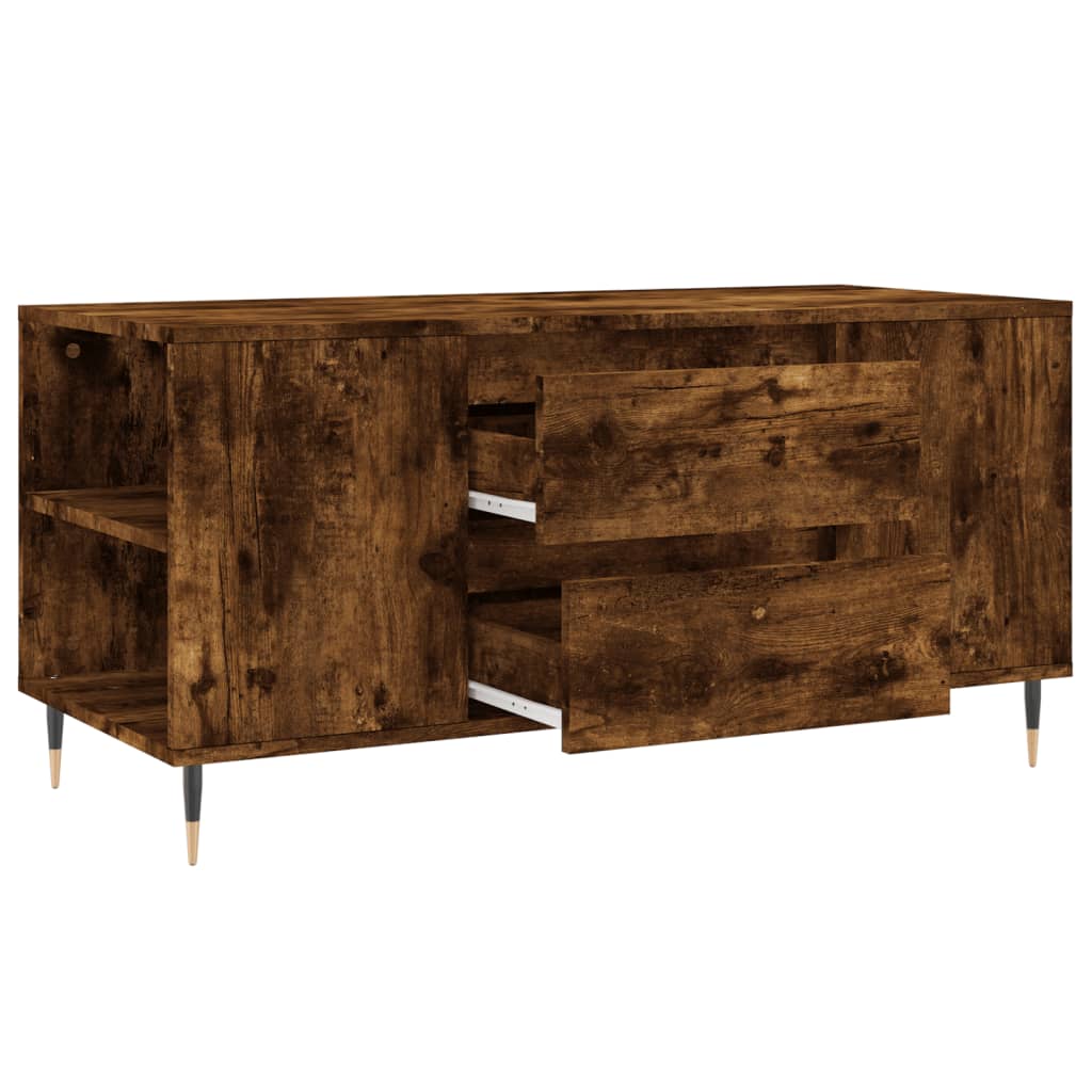 füstös tölgy színű szerelt fa dohányzóasztal 102x44,5x50 cm