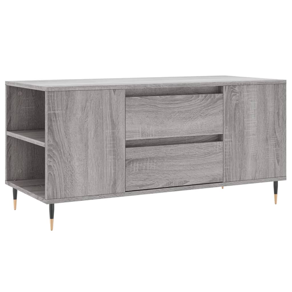 szürke sonoma színű szerelt fa dohányzóasztal 102x44,5x50 cm