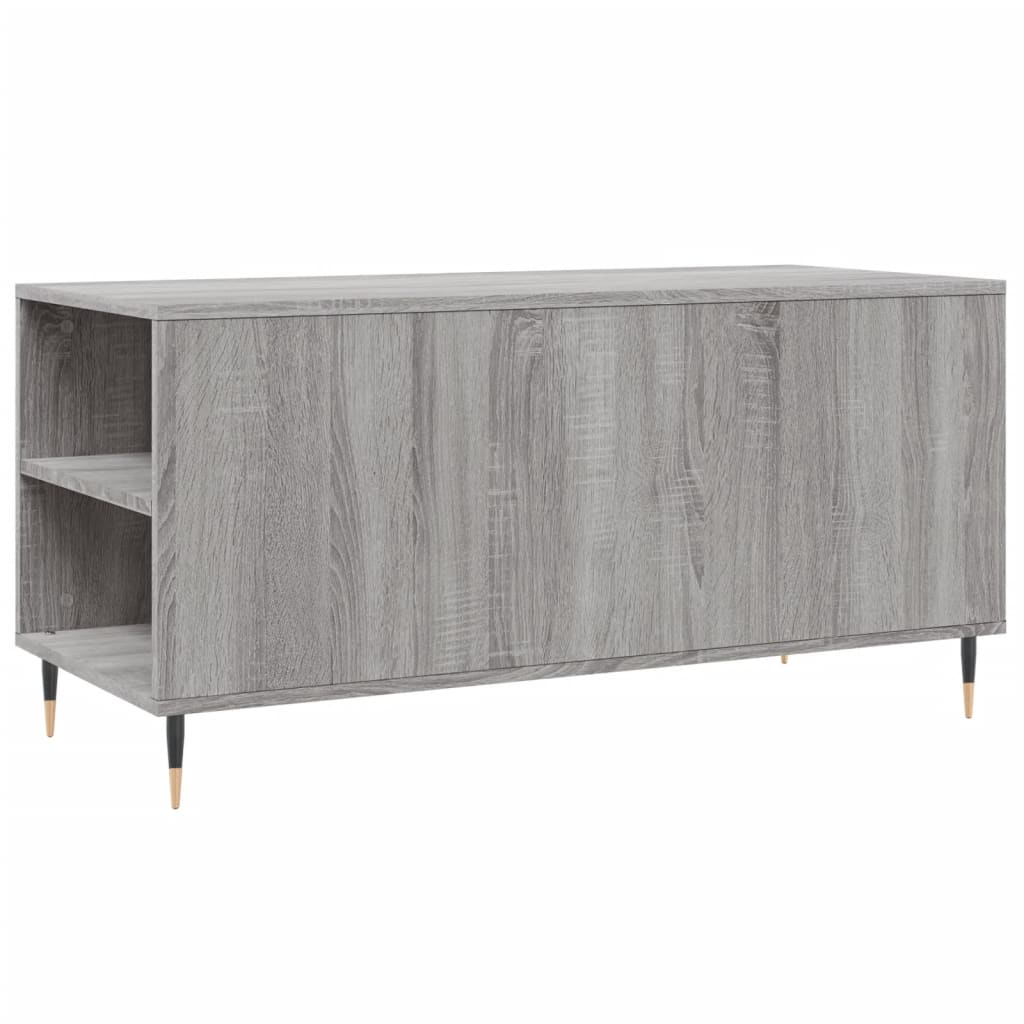szürke sonoma színű szerelt fa dohányzóasztal 102x44,5x50 cm