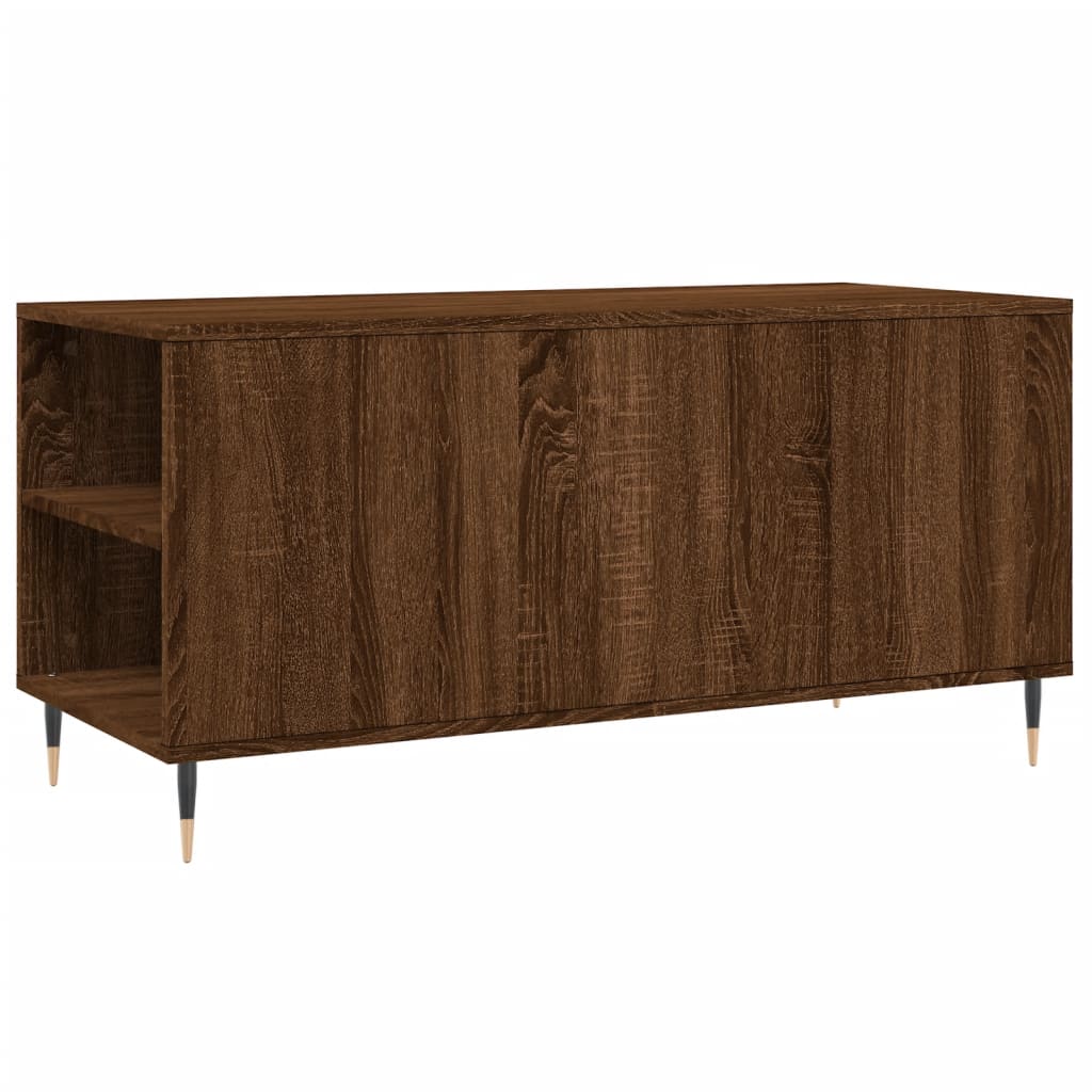 barna tölgyszínű szerelt fa dohányzóasztal 102 x 44,5 x 50 cm