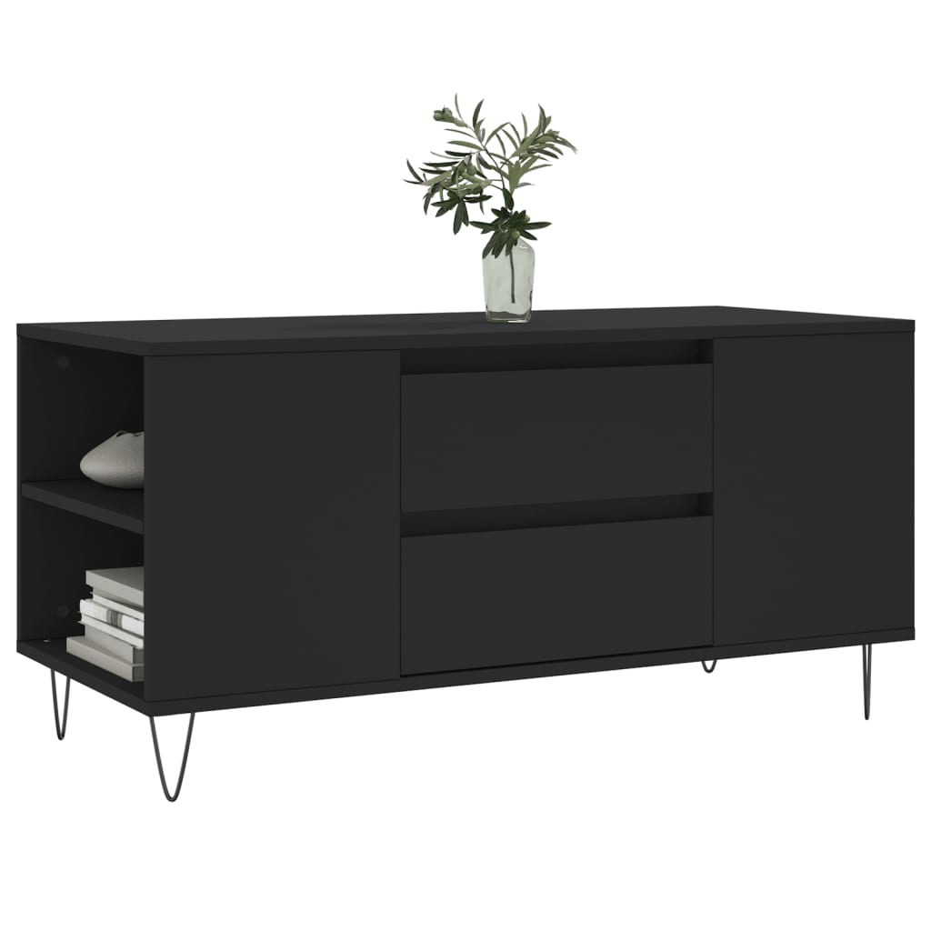 fekete szerelt fa dohányzóasztal 102x44,5x50 cm