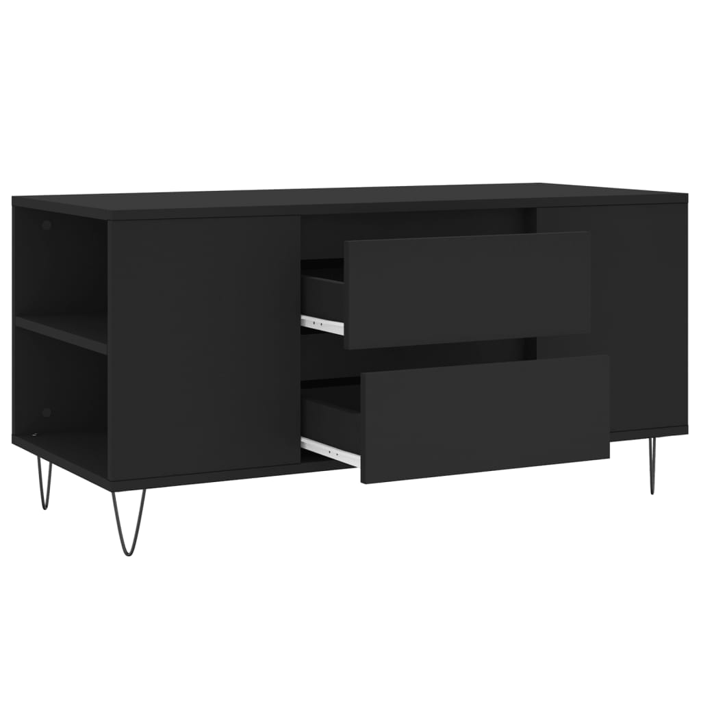 fekete szerelt fa dohányzóasztal 102x44,5x50 cm