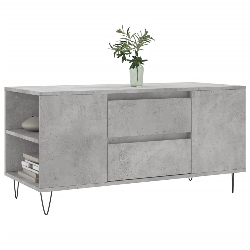betonszürke szerelt fa dohányzóasztal 102x44,5x50 cm