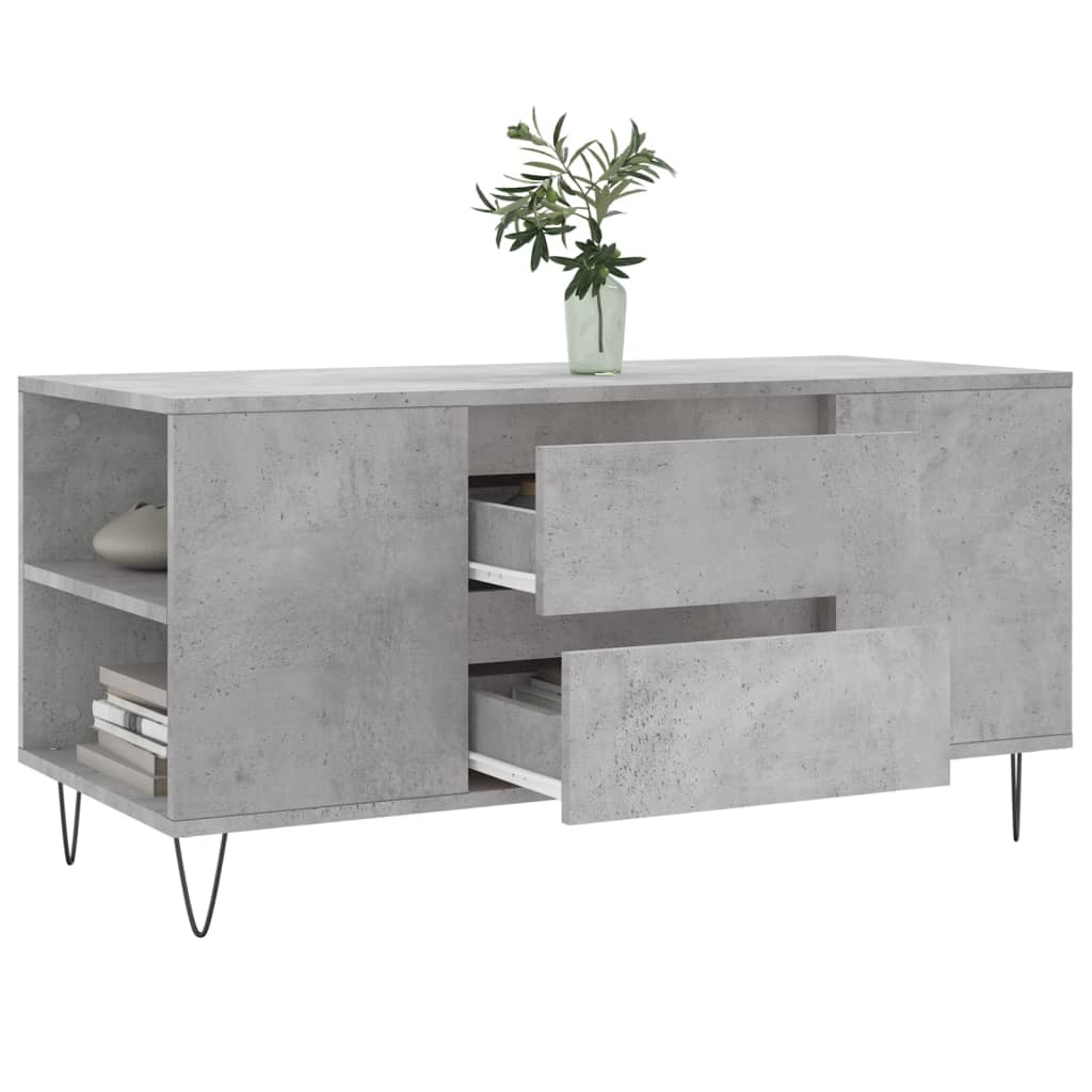 betonszürke szerelt fa dohányzóasztal 102x44,5x50 cm