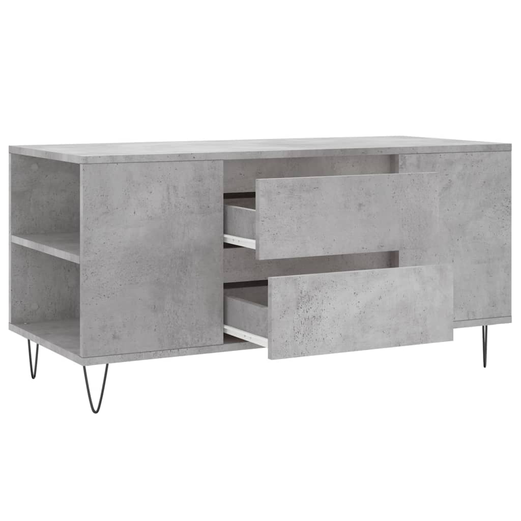 betonszürke szerelt fa dohányzóasztal 102x44,5x50 cm
