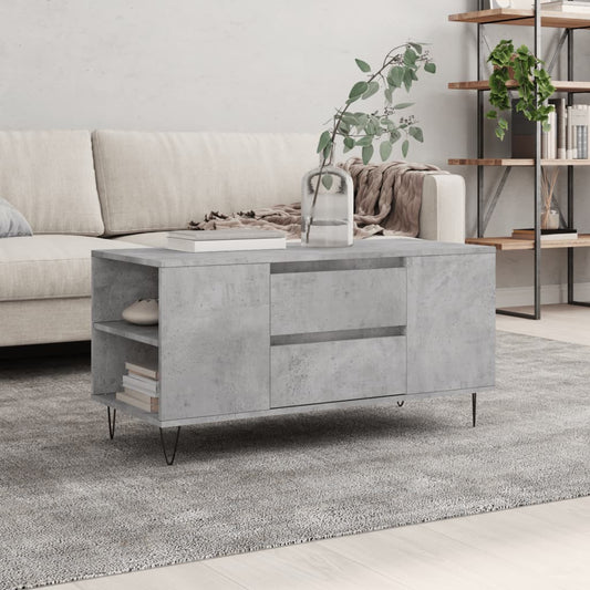 betonszürke szerelt fa dohányzóasztal 102x44,5x50 cm
