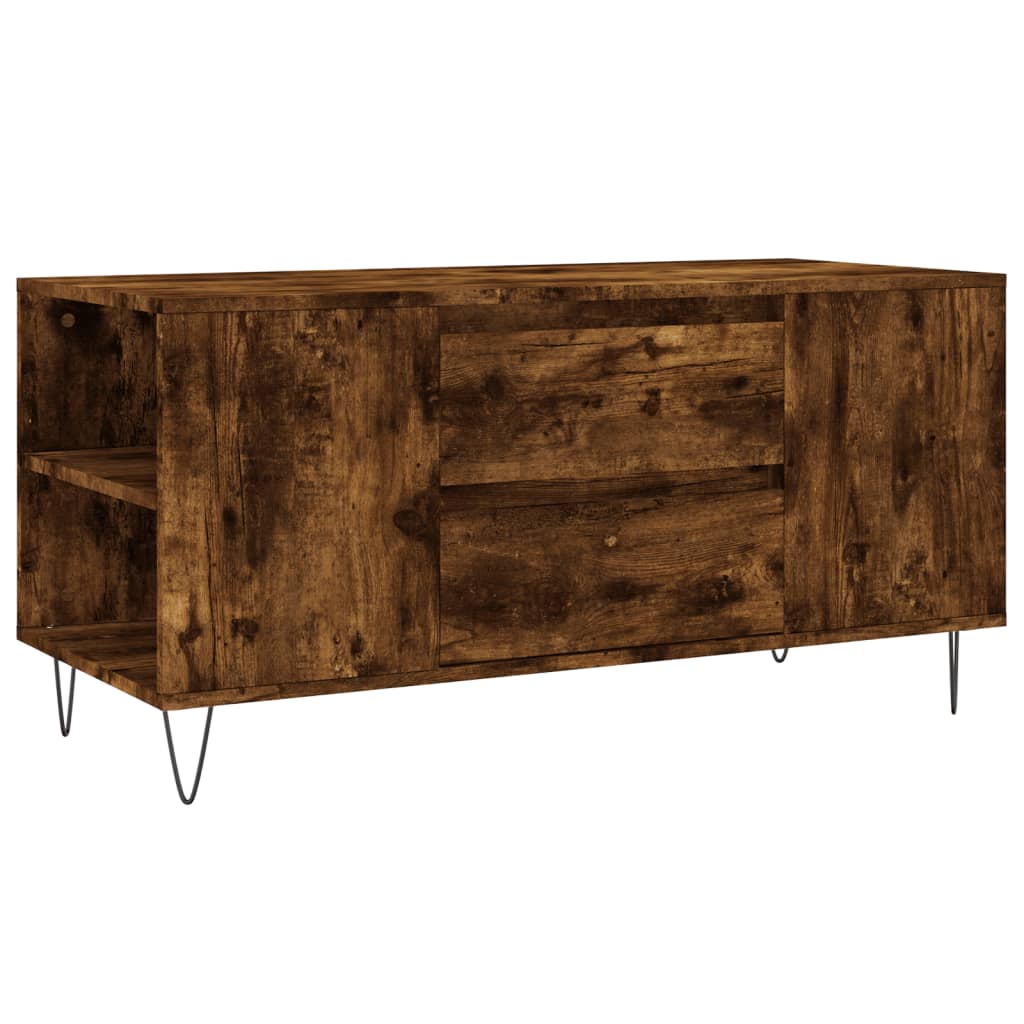 füstös tölgy színű szerelt fa dohányzóasztal 102x44,5x50 cm