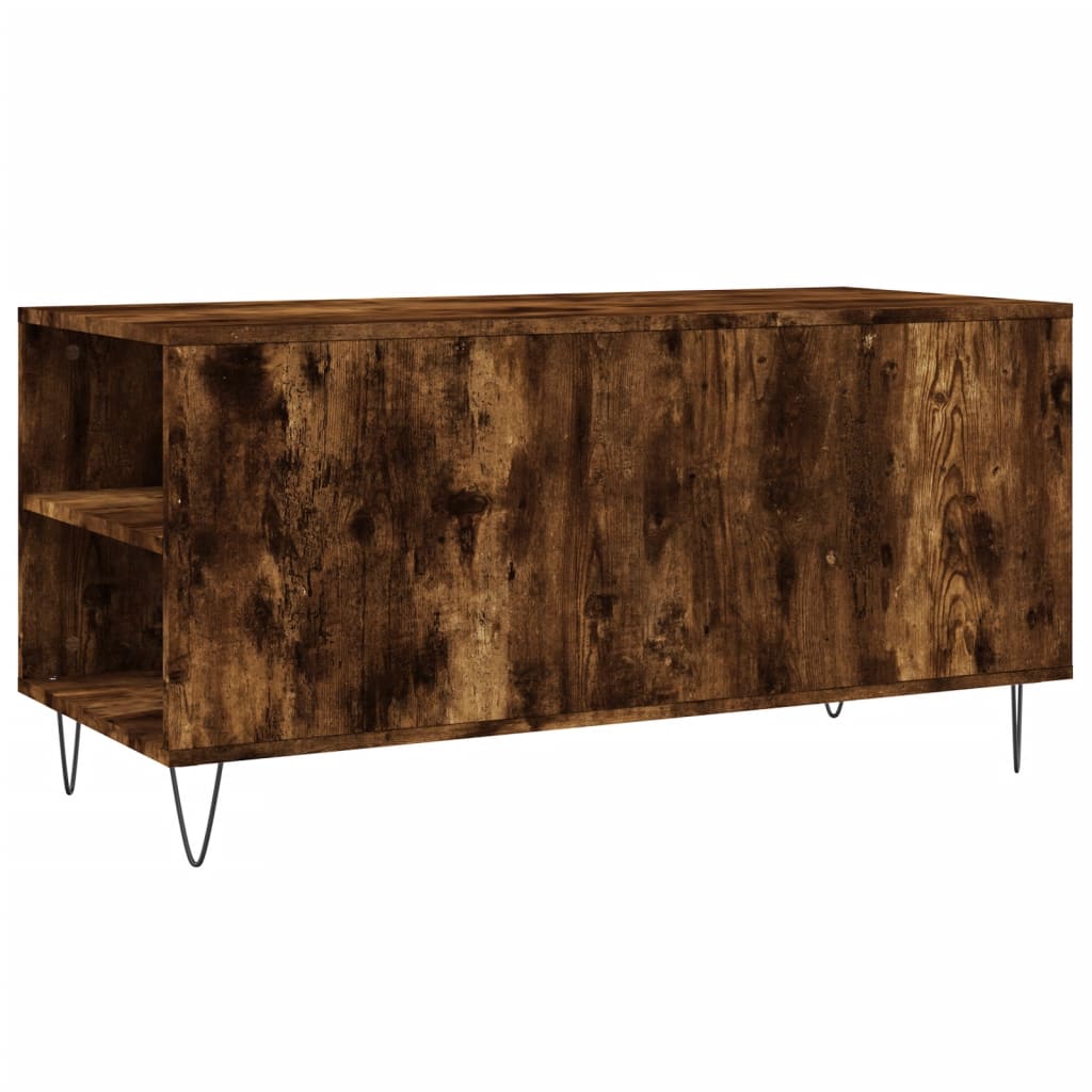 füstös tölgy színű szerelt fa dohányzóasztal 102x44,5x50 cm