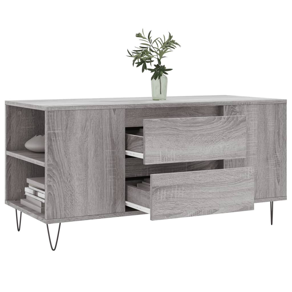 szürke sonoma színű szerelt fa dohányzóasztal 102x44,5x50 cm