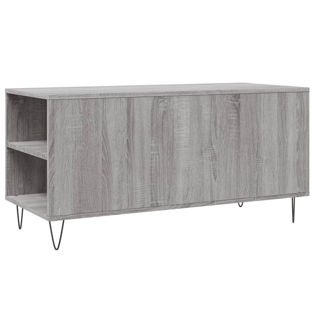 szürke sonoma színű szerelt fa dohányzóasztal 102x44,5x50 cm
