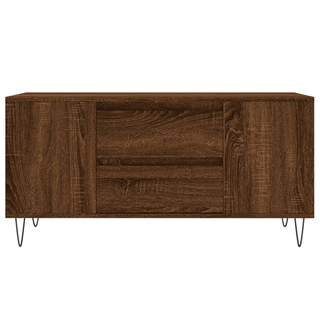 barna tölgyszínű szerelt fa dohányzóasztal 102 x 44,5 x 50 cm