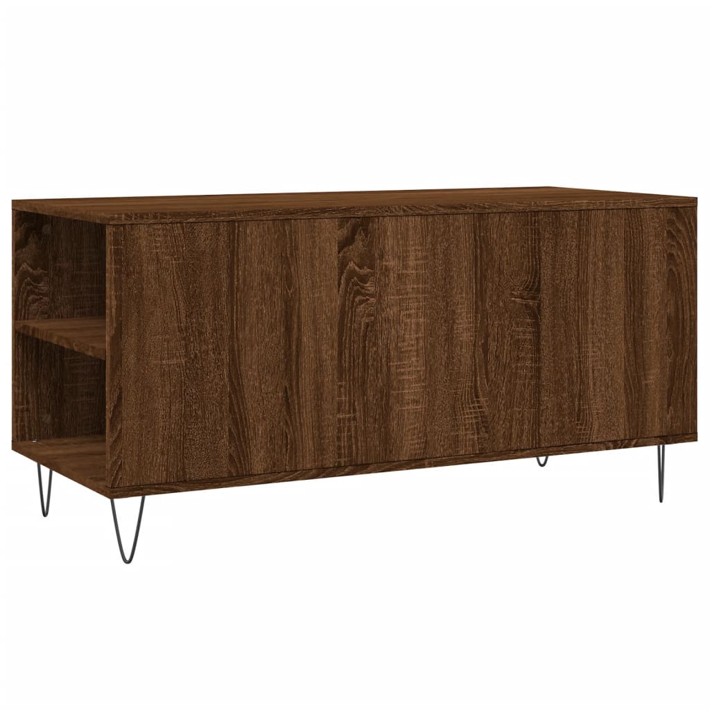 barna tölgyszínű szerelt fa dohányzóasztal 102 x 44,5 x 50 cm