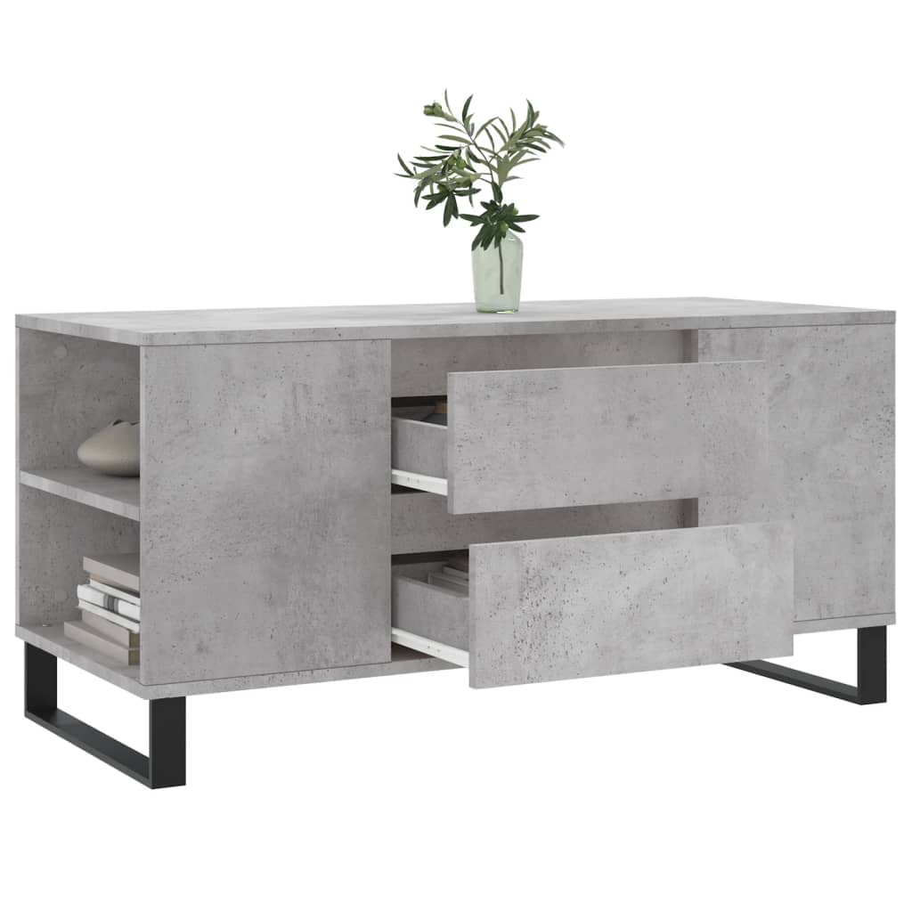 betonszürke szerelt fa dohányzóasztal 102x44,5x50 cm