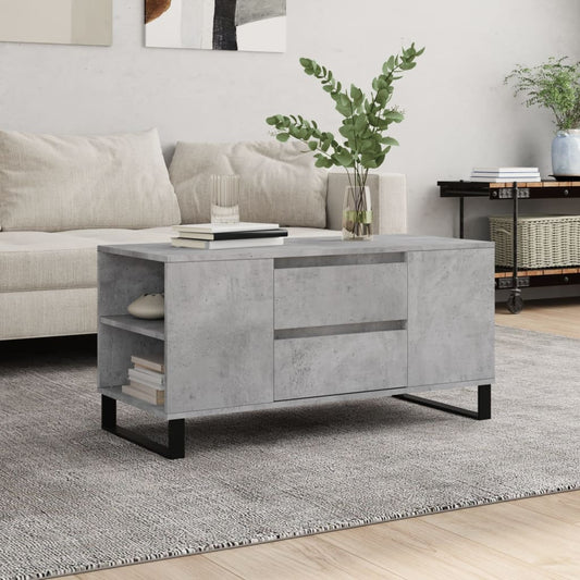 betonszürke szerelt fa dohányzóasztal 102x44,5x50 cm
