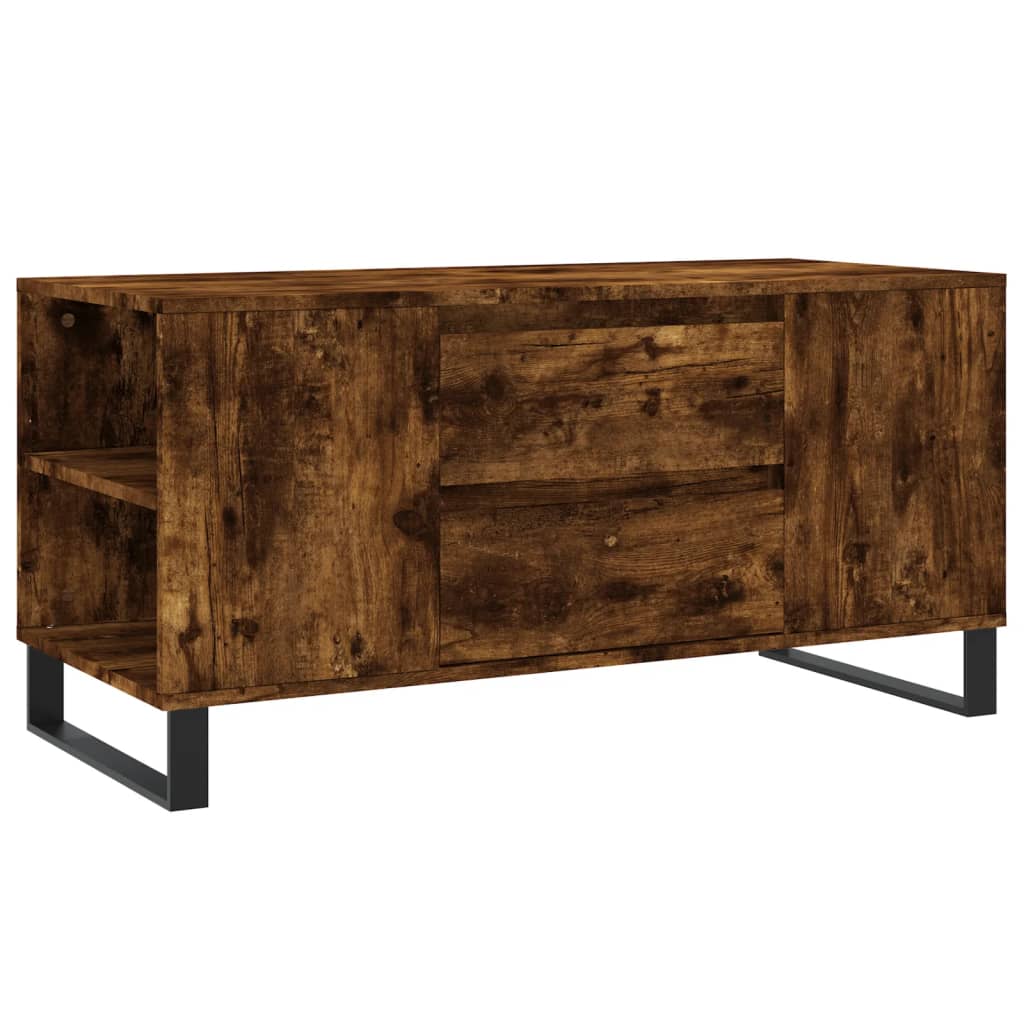 füstös tölgy színű szerelt fa dohányzóasztal 102x44,5x50 cm