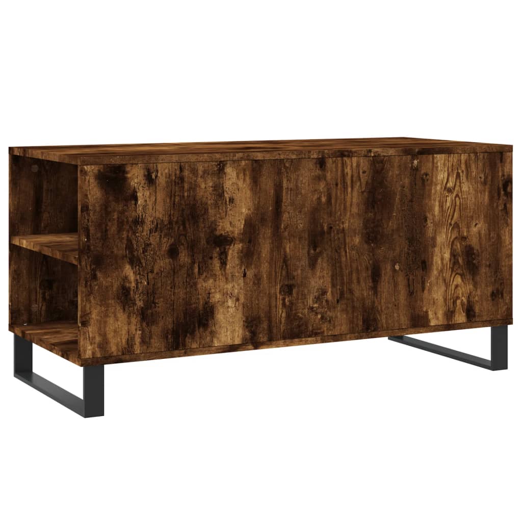 füstös tölgy színű szerelt fa dohányzóasztal 102x44,5x50 cm
