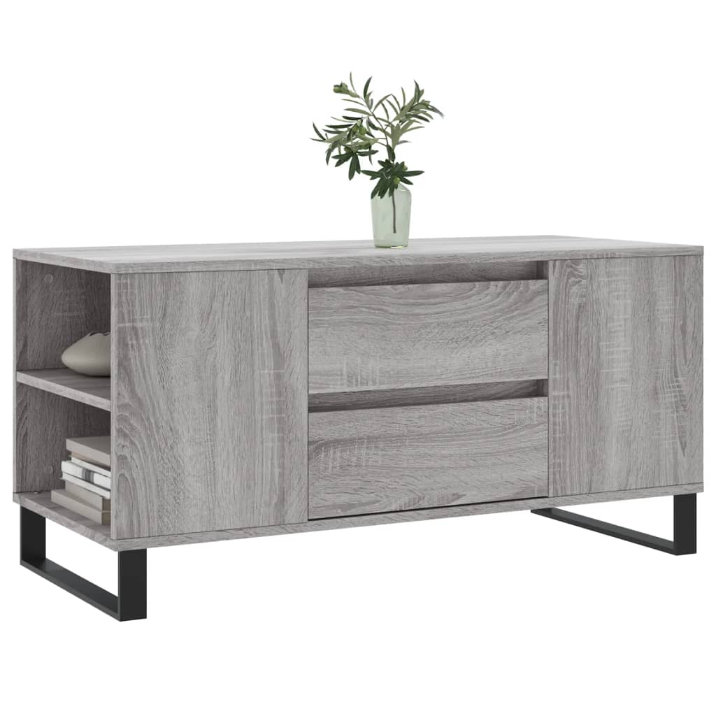 szürke sonoma színű szerelt fa dohányzóasztal 102x44,5x50 cm