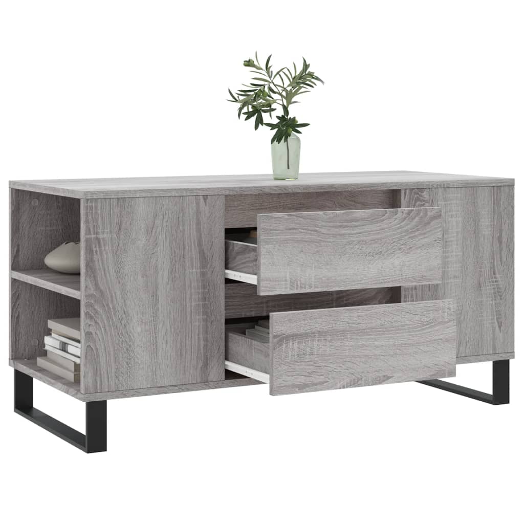 szürke sonoma színű szerelt fa dohányzóasztal 102x44,5x50 cm