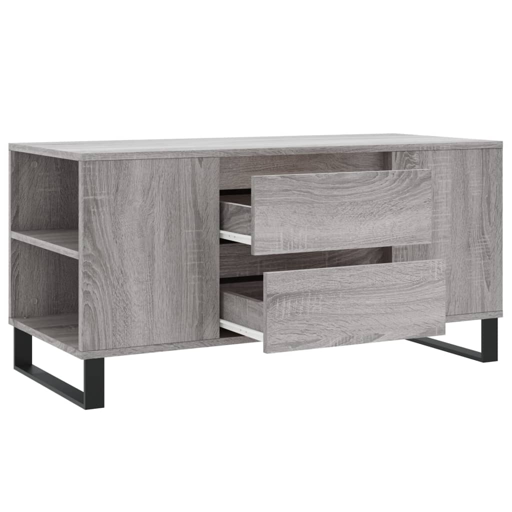 szürke sonoma színű szerelt fa dohányzóasztal 102x44,5x50 cm